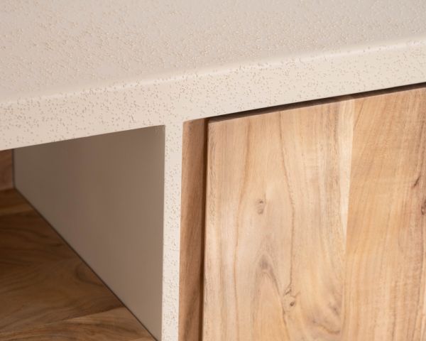 Meuble sous vasque 90 cm à suspendre "Miona" design organique aspect béton sablé