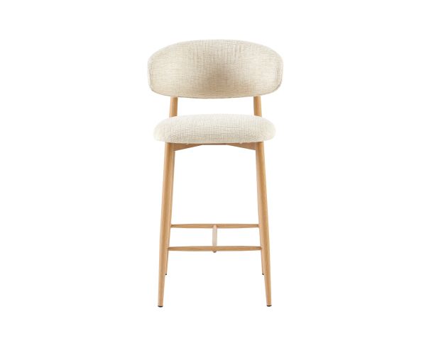 Lot de 2 chaises mi-hauteur style scandinave en tissu blanc cassé "Arpège" pieds métal aspect bois clair