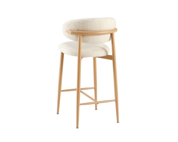 Lot de 2 chaises mi-hauteur style scandinave en tissu blanc cassé "Arpège" pieds métal aspect bois clair