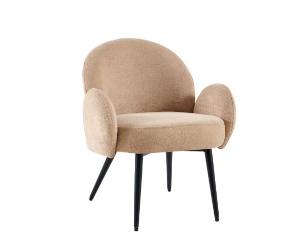 Fauteuil esprit scandinave en tissu duveteux beige "Luno"
