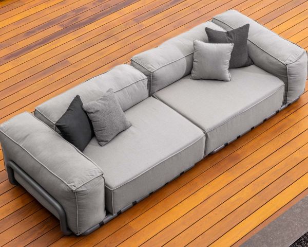 Grand canapé extérieur droit modulaire en tissu gris Escale - 9614
