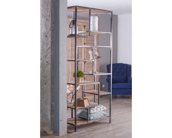 Grande étagère de rangement bois massif 90 cm Loft - 7447