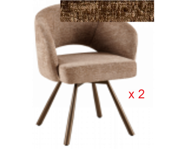 Lot de 2 chaises esprit newtro en tissu bouclettes blanc cassé et pieds métal noir "Sonate"