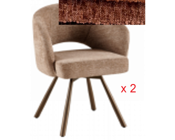 Lot de 2 chaises esprit newtro en tissu bouclettes blanc cassé et pieds métal noir "Sonate"