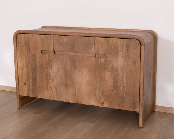 Meuble sous vasque double en manguier massif "Spelano" style néo-vintage 140 cm