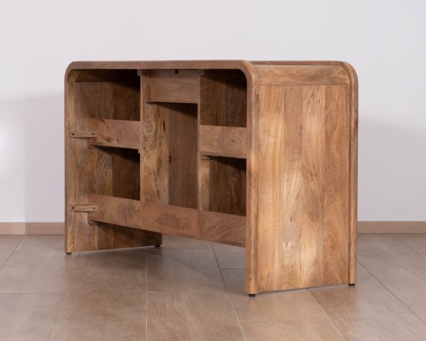 Meuble sous vasque double en manguier massif "Spelano" style néo-vintage 140 cm