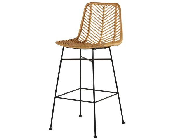 Chaise de bar en rotin et pieds métal