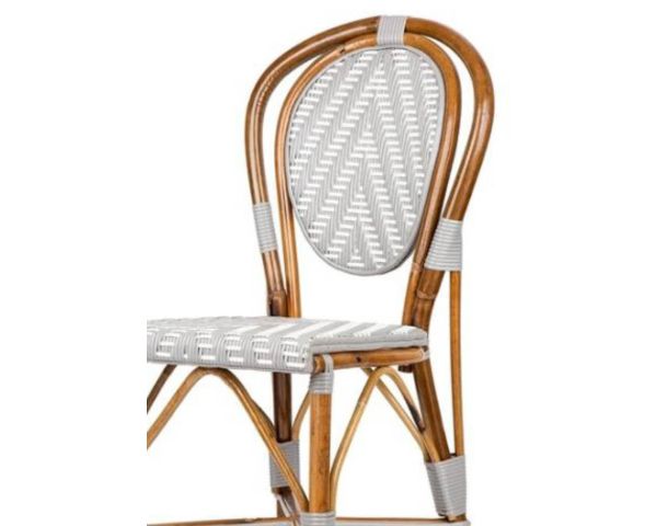 Chaise moderne en rotin et métal blanc Emal