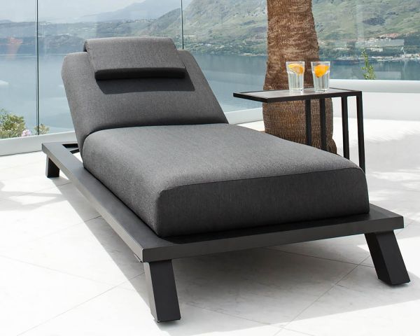 Bain de soleil haut de gamme anthracite tissu Sunbrella "Nusa Pedina"