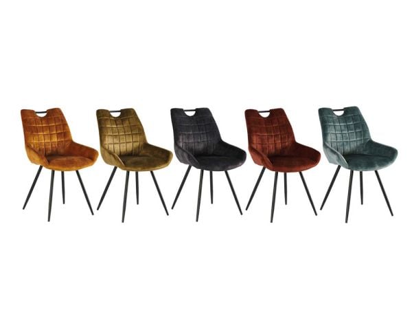 Lot 4 chaises scandinaves en tissu gris et métal Dina - 8655