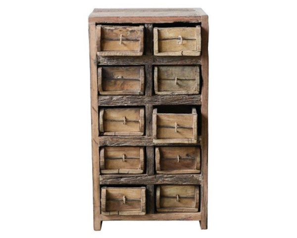 Meuble appoint ou commode 3 tiroirs en bois massif recyclé 62cm