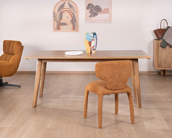 Table de repas extensible esprit rétro 180 cm en manguier massif naturel "Odely"