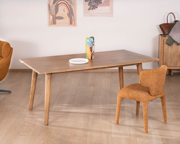 Table de repas extensible esprit rétro 180 cm en manguier massif naturel "Odely"