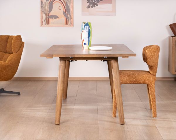 Table de repas extensible esprit rétro 180 cm en manguier massif naturel "Odely"