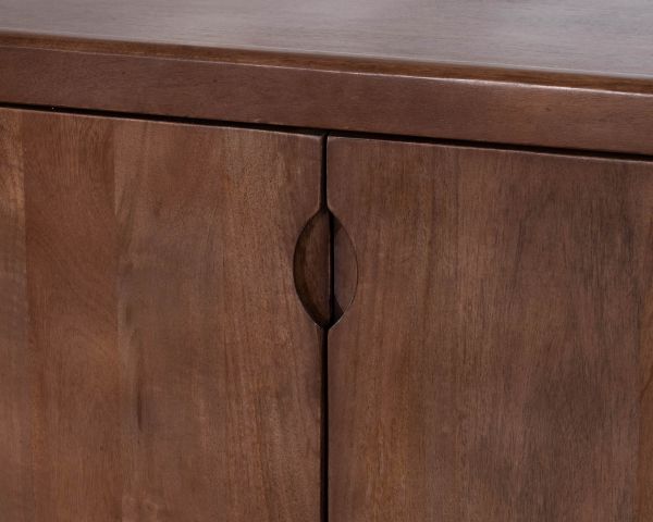 Enfilade esprit rétro chic 4 portes 180 cm en manguier massif teinte noyer "Odessa"