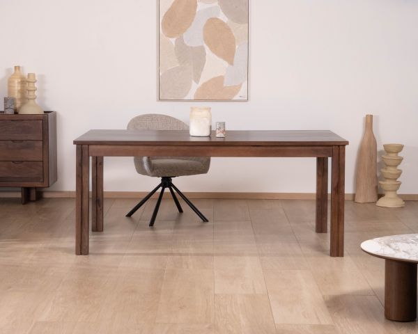 Table extensible en manguier massif teinte noyer "Sicora" 180 à  cm esprit zen