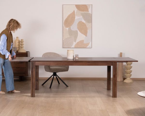 Table extensible en manguier massif teinte noyer "Sicora" 180 à  cm esprit zen