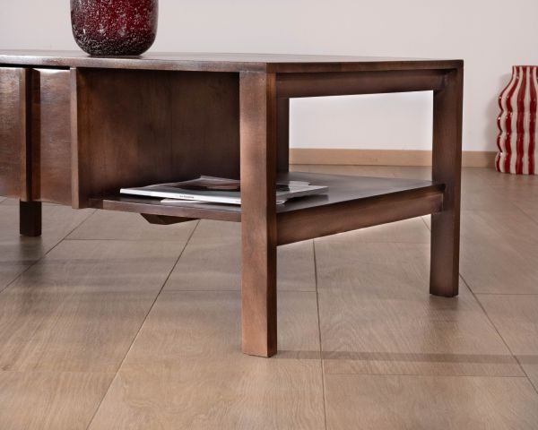 Table basse rectangulaire esprit zen en manguier teinte noyer "Sicora "
