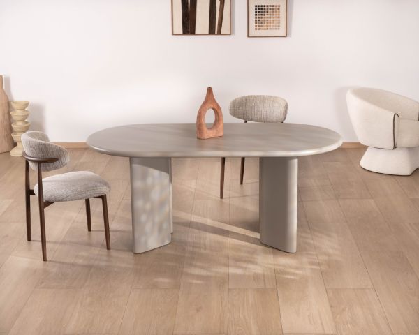 Table de repas ovale 180 cm design moderne et épuré beige "Odyna"