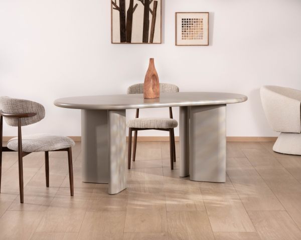 Table de repas ovale 180 cm design moderne et épuré beige "Odyna"