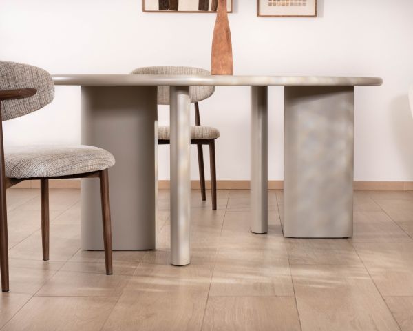 Table de repas ovale 180 cm design moderne et épuré beige "Odyna"