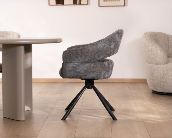 Lot de 2 chaises pivotantes avec assise enveloppante “Movy” en tissu bouclettes gris