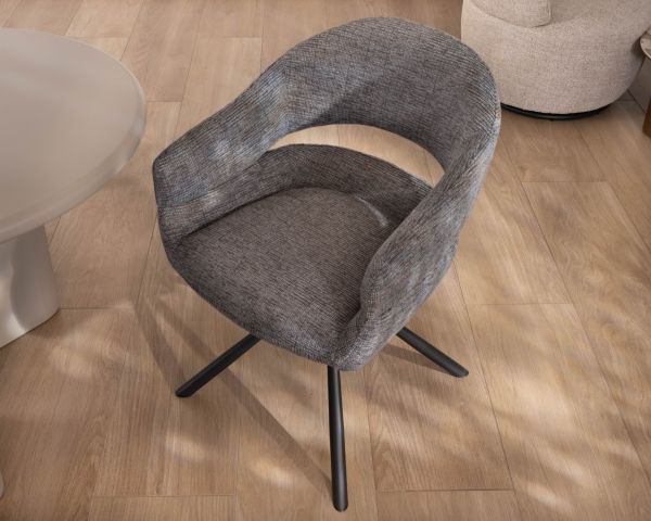 Lot de 2 chaises pivotantes avec assise enveloppante “Movy” en tissu bouclettes gris