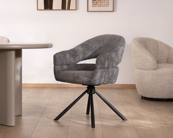 Lot de 2 chaises pivotantes avec assise enveloppante “Movy” en tissu bouclettes gris