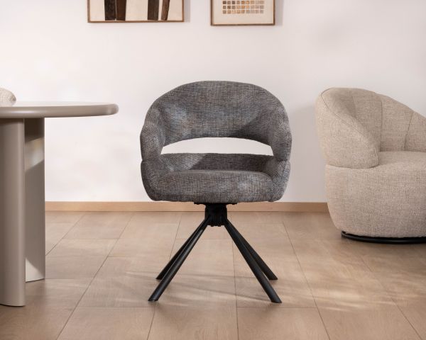 Lot de 2 chaises pivotantes avec assise enveloppante “Movy” en tissu bouclettes gris