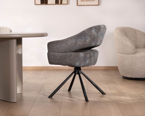 Lot de 2 chaises pivotantes avec assise enveloppante “Movy” en tissu bouclettes gris