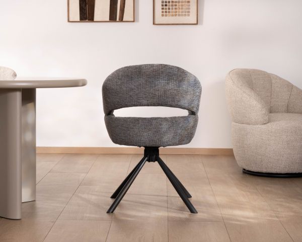 Lot de 2 chaises pivotantes avec assise enveloppante “Movy” en tissu bouclettes gris