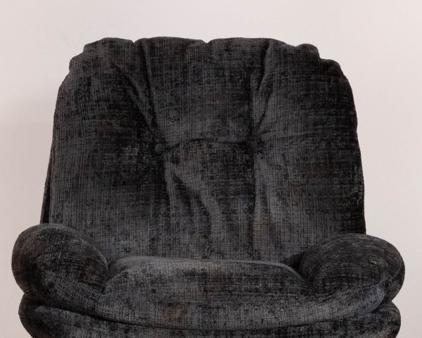 Fauteuil pivotant esprit rétro en tissu bouclettes anthracite “Panama” assise enveloppante