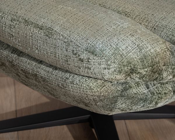 Fauteuil enveloppant esprit vintage vert sauge “Panama” pivotant 360°