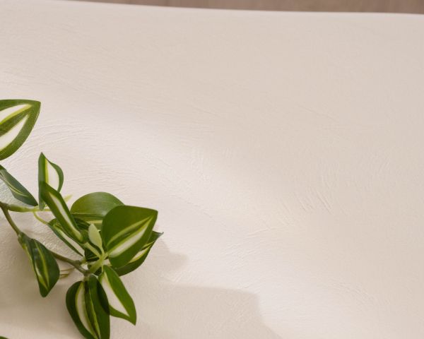 Table basse forme organique en micro-ciment teinté crème "Naura"