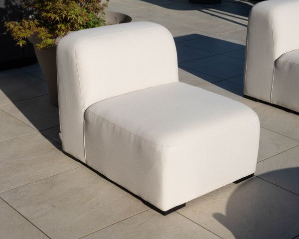 Elément d'assise pour canapé d'extérieur modulaire en tissu blanc "Miroly Bay" design organique