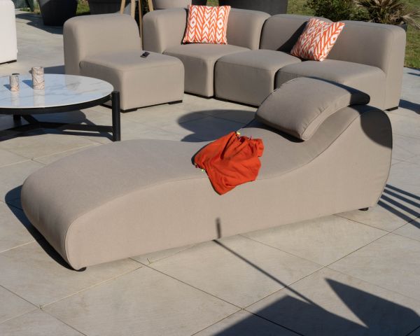 Bain de soleil en tissu spécial outdoor design organique "Miroly bay" coloris taupe