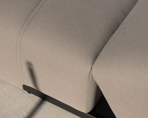 Bain de soleil design épuré en tissu spécial extérieur "Sunset Bay" taupe avec surpiqures