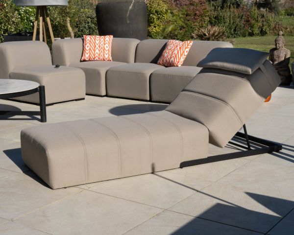 Têtière en tissu spécial extérieur taupe pour bain de soleil "Sunset Bay"