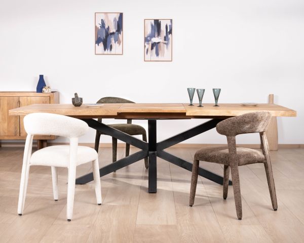 Table de repas extensible 190-250 cm en manguier avec pieds étoile "Maestro"
