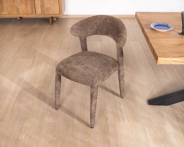 Lot de 2 chaises design recouvrement intégral en tissu bouclettes marron "Amarello"