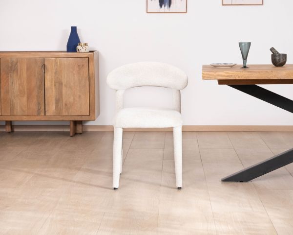 Lot de 2 chaises design et confortables en tissu bouclettes blanc "Amarello"