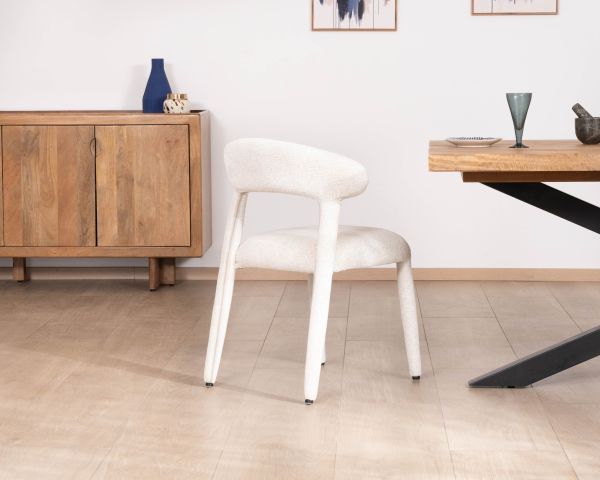Lot de 2 chaises design et confortables en tissu bouclettes blanc "Amarello"