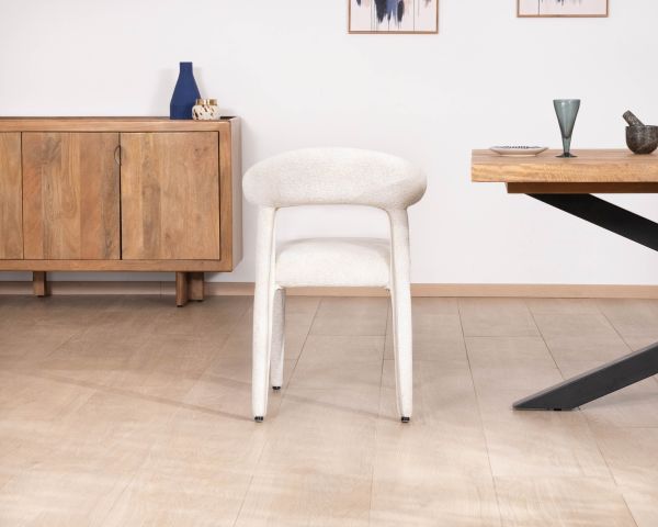 Lot de 2 chaises design et confortables en tissu bouclettes blanc "Amarello"