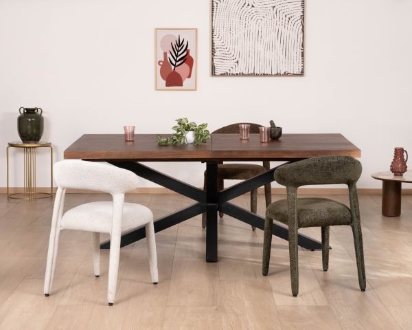 Table de repas extensible 190-250 cm en manguier foncé avec pieds étoile "Sheffield"