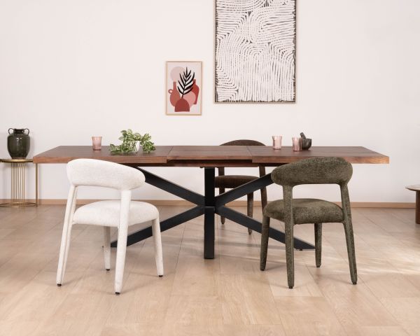 Table de repas extensible 190-250 cm en manguier foncé avec pieds étoile "Sheffield"