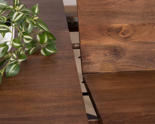 Table de repas extensible 190-250 cm en manguier foncé avec pieds étoile "Sheffield"
