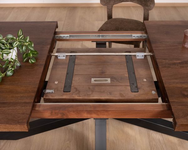 Table de repas extensible 190-250 cm en manguier foncé avec pieds étoile "Sheffield"