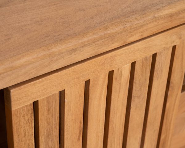 Meuble sous vasque 120 cm "Bulle" en manguier teinte chêne clair