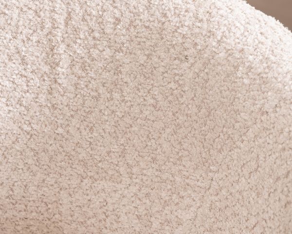 Lot de 2 chaises esprit newtro en tissu bouclettes blanc cassé et pieds métal noir "Sonate"