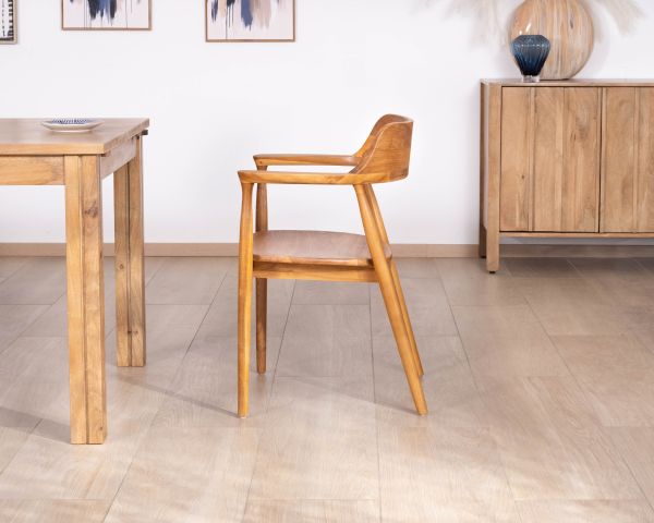 Lot de 2 chaises de repas design rétro “Vicenza” en teck massif